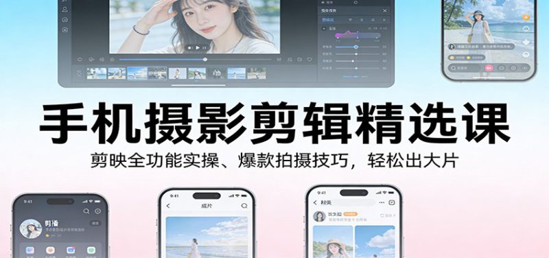 手机摄影剪辑精选课：剪映全功能实操、爆款拍摄技巧，轻松出大片_生财有道创业网-生财有道