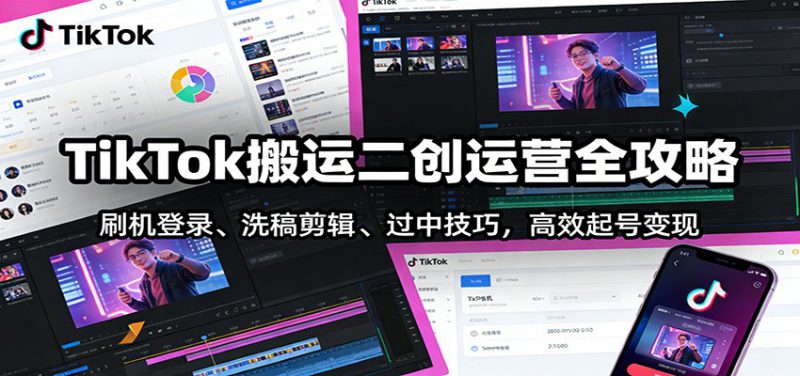TikTok搬运二创运营全攻略：刷机登录、洗稿剪辑 、过中技巧，高效起号变现_生财有道创业网-生财有道