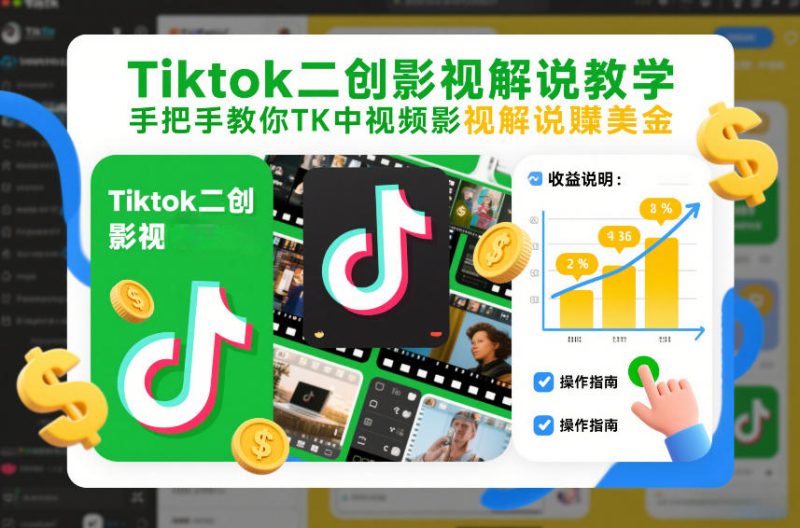 Tiktok二创影视解说教学，手把手教你TK中视频影视解说賺美金（更新26年1月）——生财有道创业项目网-生财有道