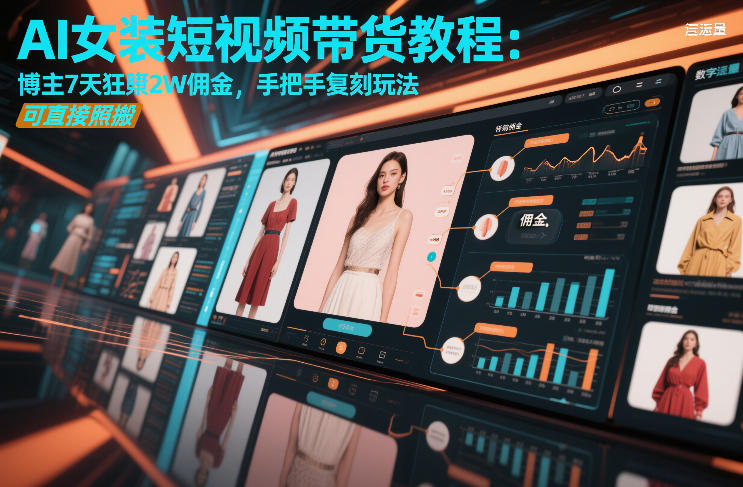 AI女装短视频带货教程：博主7天狂賺2W佣金，手把手复刻玩法，可直接照搬——生财有道创业项目网-生财有道