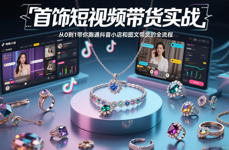 首饰短视频带货实战，从0到1带你跑通抖音小店和图文带货的全流程——生财有道创业项目网-生财有道