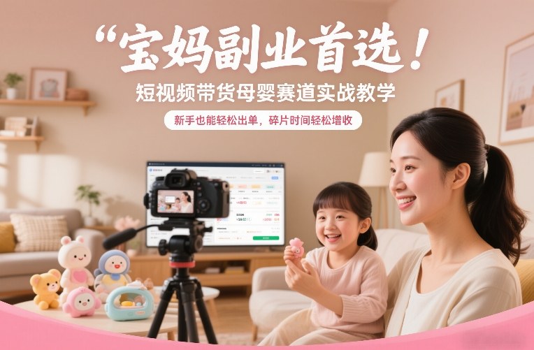 宝妈副业首选!短视频带货母婴赛道实战教学,新手也能轻松出单,碎片时间轻松增收——生财有道创业项目网-生财有道