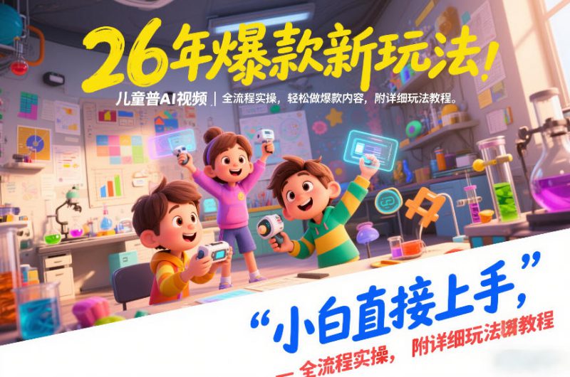 26年爆款新玩法,儿童科普AI视频,全流程实操,轻松做爆款内容,小白直接上手,附详细玩法教程——生财有道创业项目网-生财有道