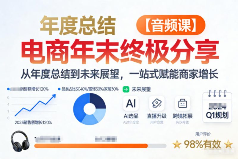 电商年未终极分享,从年度总结到未来展望,一站式赋能商家增长【音频课】——生财有道创业项目网-生财有道