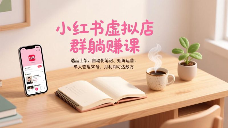（17072期）小红书虚拟店群躺赚课，选品上架、自动化笔记、矩阵运营，单人管理30号，月利润可达数万_生财有道创业项目网-生财有道