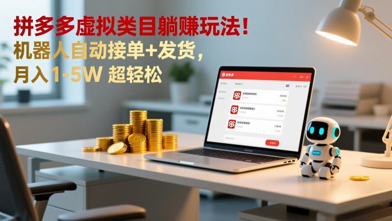 （17174期）多多虚拟类目躺赚玩法！机器人自动接单+发货，月入 1-5W 超轻松_生财有道创业项目网-生财有道