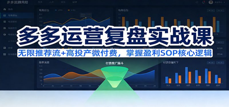 多多运营复盘实战课:无限推荐流+高投产微付费,掌握盈利SOP核心逻辑(更新)_生财有道创业网-生财有道