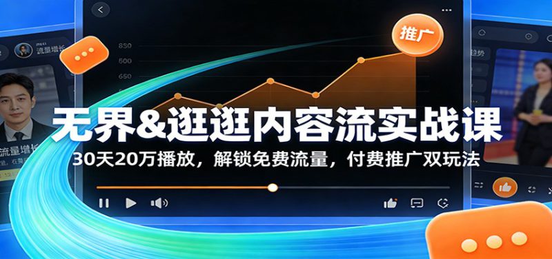无界&逛逛内容流实战课：30天20万播放，解锁免费流量，付费推广双玩法_生财有道创业网-生财有道