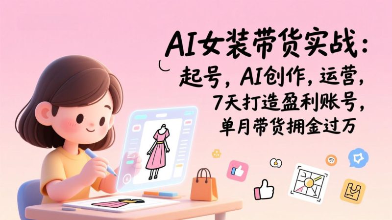 （17088期）AI女装带货实战：起号，AI创作，运营，7天打造盈利账号，单月带货佣金过万_生财有道创业项目网-生财有道
