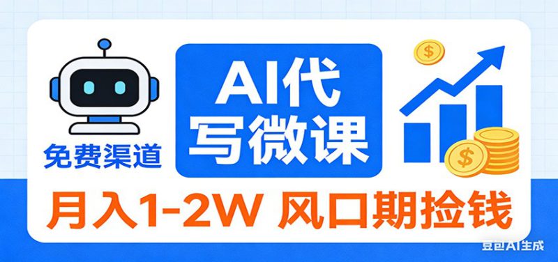 2026告别打工！AI 代写微课，提供免费渠道，月入 1-2W 风口期捡钱_生财有道创业网-生财有道