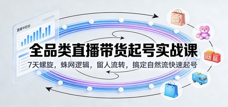 全品类直播带货起号实战课：7天螺旋，蛛网逻辑，留人流转，搞定自然流快速起号_生财有道创业网-生财有道