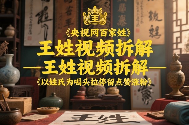 央视网百家姓–王姓视频拆解，以姓氏为噱头拉停留点赞涨粉——生财有道创业项目网-生财有道