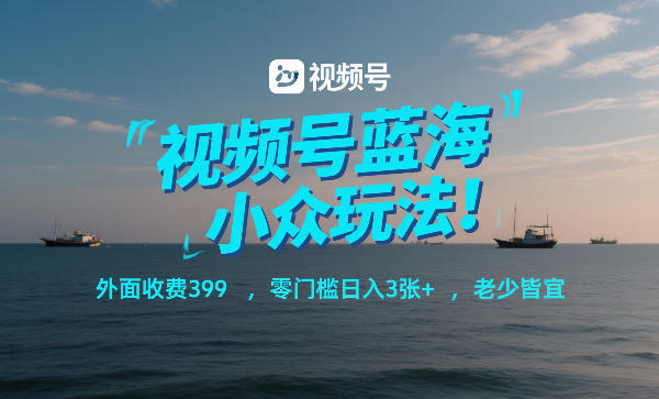 视频号蓝海小众玩法！外面收费399，零门槛日入3张+，老少皆宜——生财有道创业项目网-生财有道