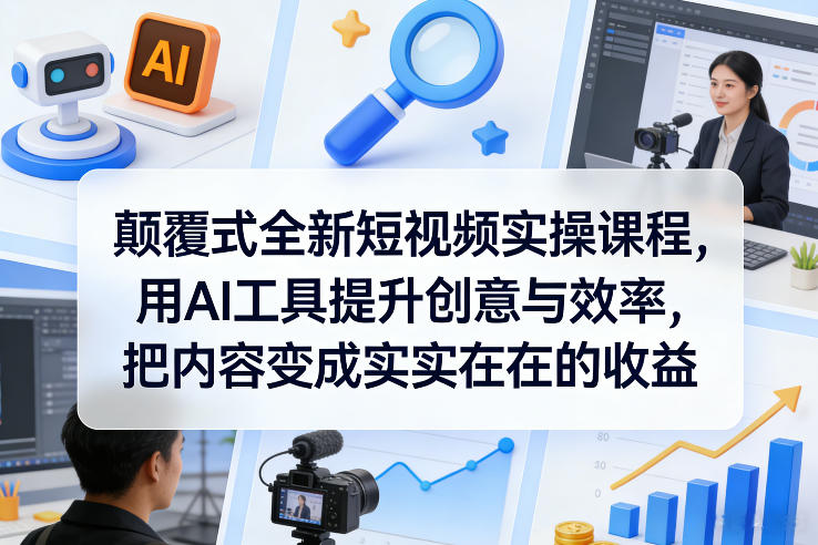 颠覆式全新短视频实操课程，用AI工具提升创意与效率，把内容变成实实在在的收益——生财有道创业项目网-生财有道