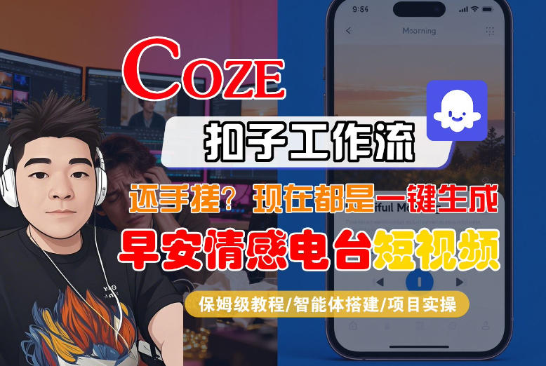 【Coze工作流搭建实操教程】【coze】早安情感电台日签视频还在手动做？用扣子工作流自动生成，省时90%——生财有道创业项目网-生财有道