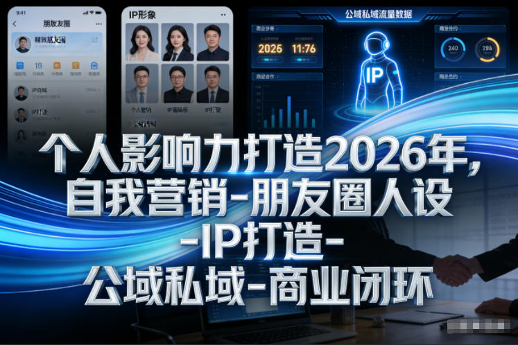 个人影响力打造2026年,自我营销-朋友圈人设-IP打造-公域私域-商业闭环——生财有道创业项目网-生财有道