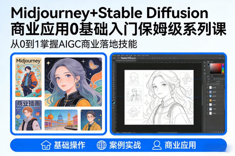 AIGC商业应用Midjourney+Stable Diffusion教程，0基础入门保姆级系列课——生财有道创业项目网-生财有道