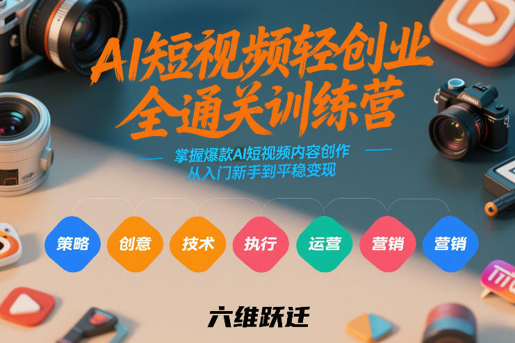 AI短视频轻创业全通关训练营，掌握爆款AI短视频内容创作，从入门新手到平稳变现的六维跃迁——生财有道创业项目网-生财有道