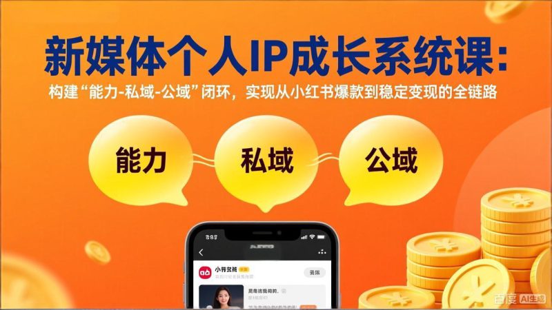 (17433期)新媒体个人IP成长系统课-更新:构建“能力-私域-公域”闭环,实现从小红书爆款到稳定变现_生财有道创业项目网-生财有道