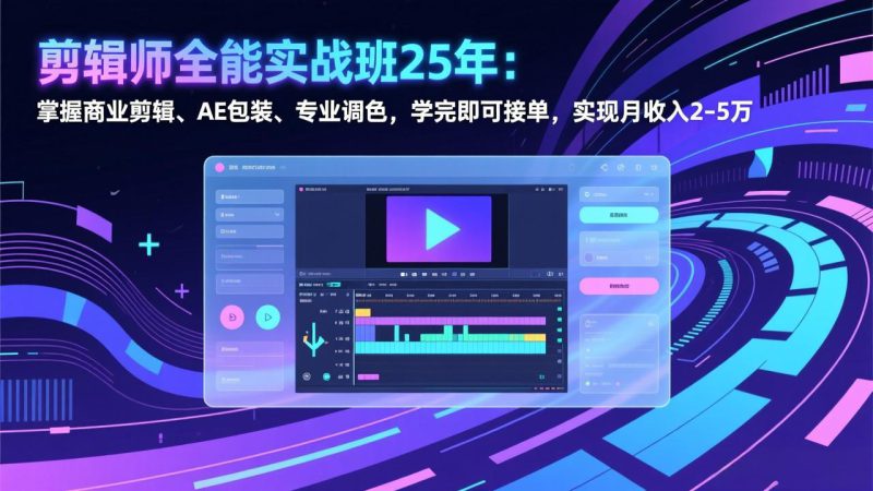 （17294期）剪辑师全能实战班25年：掌握商业剪辑、AE包装、专业调色，学完即可接单，实现月收入2-5万_生财有道创业项目网-生财有道