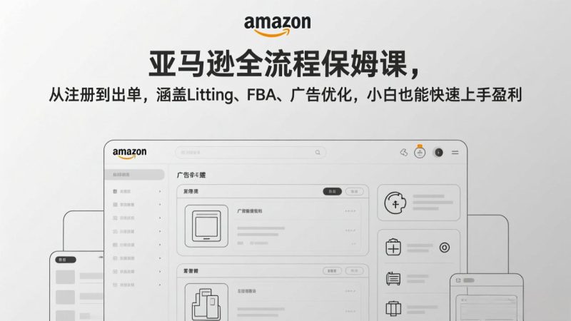 （17293期）亚马逊全流程保姆课，从注册到出单，涵盖Listing、FBA、广告优化，小白也能快速上手盈利_生财有道创业项目网-生财有道
