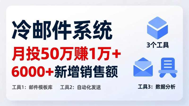 （17469期）月投 50 刀赚 1 万 +！冷邮件系统：6000 + 新增销售额，靠 3 个工具轻松搞_生财有道创业项目网-生财有道