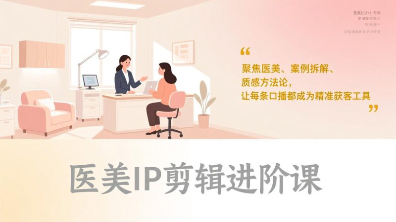 （17303期）医美IP剪辑进阶课，聚焦医美、案例拆解、质感方法论，让每条口播都成为精准获客工具_生财有道创业项目网-生财有道