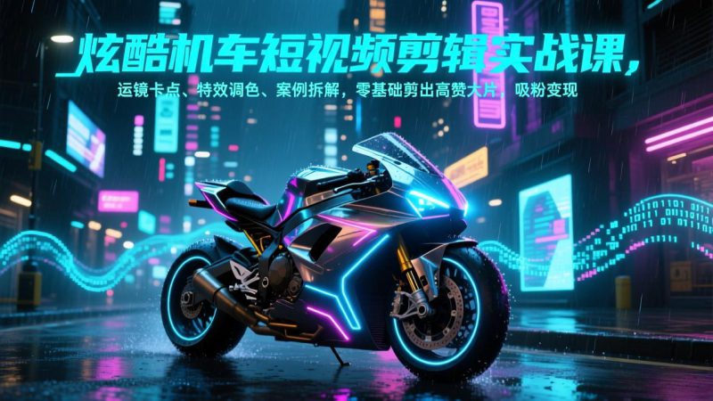 （17304期）炫酷机车短视频剪辑实战课，运镜卡点、特效调色、案例拆解，零基础剪出高赞大片，吸粉变现_生财有道创业项目网-生财有道