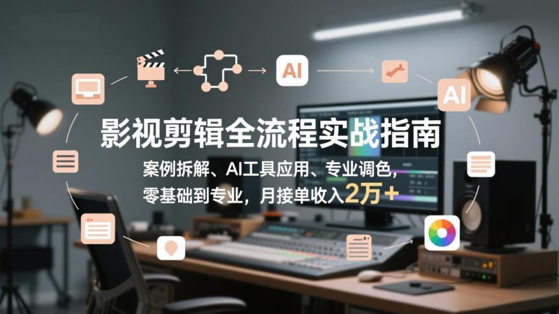 （17338期）影视剪辑全流程实战指南，案例拆解、AI工具应用、专业调色，零基础到专业，月接单收入2万+_生财有道创业项目网-生财有道