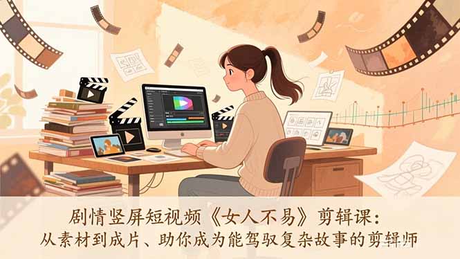 （17305期）剧情竖屏短视频《女人不易》剪辑课：从素材到成片、助你成为能驾驭复杂故事的剪辑师_生财有道创业项目网-生财有道