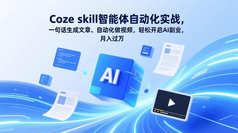（17399期）Coze skill智能体自动化实战，一句话生成文章、自动化做视频，轻松开启AI副业，月入过万_生财有道创业项目网-生财有道