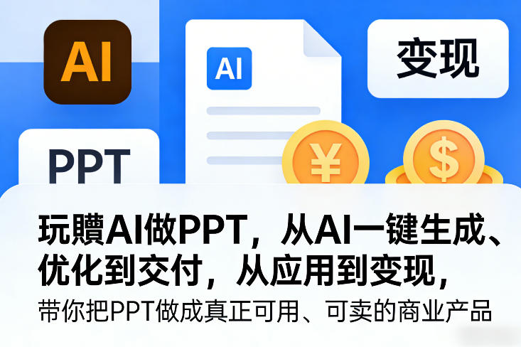 玩賺AI做PPT，从AI一键生成、优化到交付，从应用到变现，带你把PPT做成真正可用、可卖的商业产品——生财有道创业项目网-生财有道