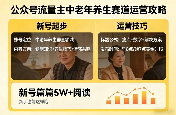 公众号流量主中老年养生赛道，新号篇篇5W+阅读，新手也能这样跑——生财有道创业项目网-生财有道
