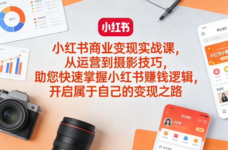 小红书商业变现实战课，从运营到摄影技巧，助您快速掌握小红书賺钱逻辑，开启属于自己的变现之路——生财有道创业项目网-生财有道