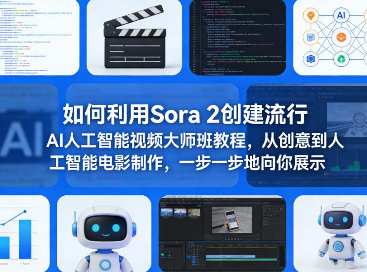 如何利用Sora 2创建流行AI人工智能视频大师班教程，从创意到人工智能电影制作，一步一步地向你展示——生财有道创业项目网-生财有道