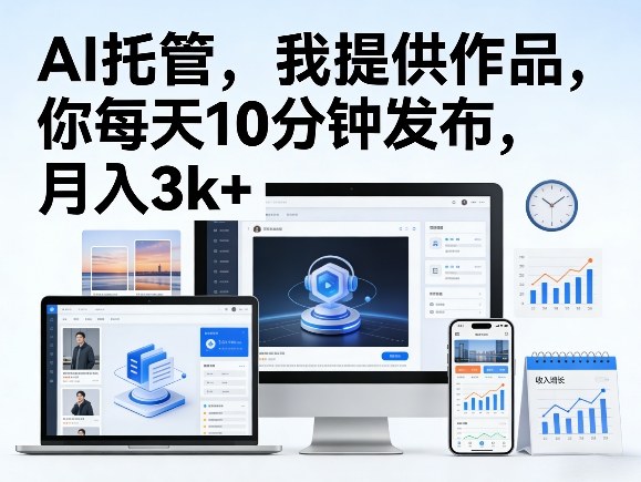 公众号AI托管，我提供作品，你每天10分钟发布，月入3k+【揭秘】——生财有道创业项目网-生财有道
