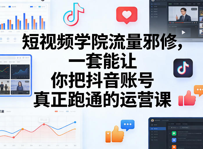 短视频学院流量邪修，一套能让你把抖音账号真正跑通的运营课——生财有道创业项目网-生财有道