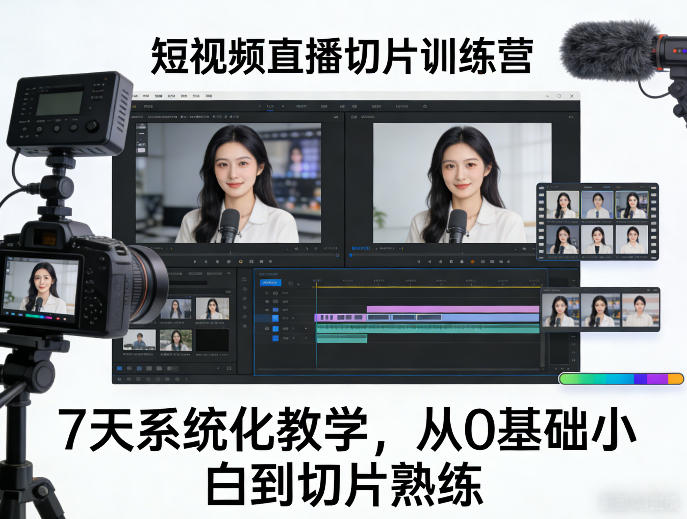 短视频直播切片训练营，7天系统化教学，从0基础小白到切片熟练——生财有道创业项目网-生财有道