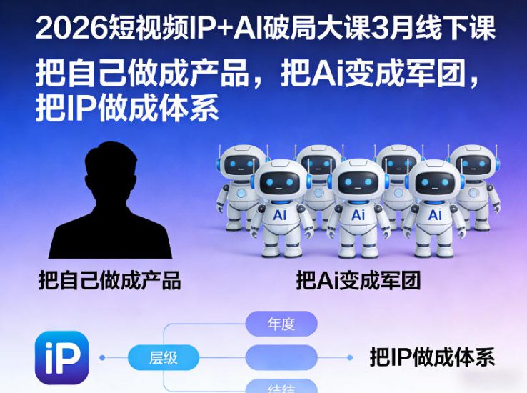 2026短视频IP+AI破局大课3月线下课，把自己做成产品，把Ai变成军团，把IP做成体系——生财有道创业项目网-生财有道