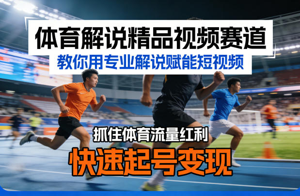 体育解说精品视频赛道,教你用专业解说赋能短视频,抓住体育流量红利,快速起号变现——生财有道创业项目网-生财有道