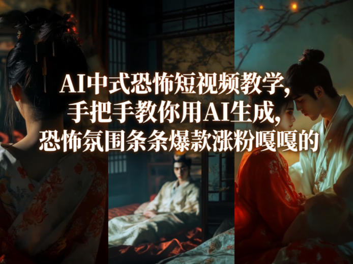 AI中式恐怖短视频教学,手把手教你用AI生成,恐怖氛围条条爆款涨粉嘎嘎的——生财有道创业项目网-生财有道