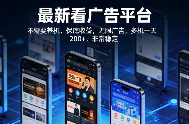 最新看广告平台,不需要养机,保底收益,无限广告,多机一天200+,非常稳定【揭秘】——生财有道创业项目网-生财有道