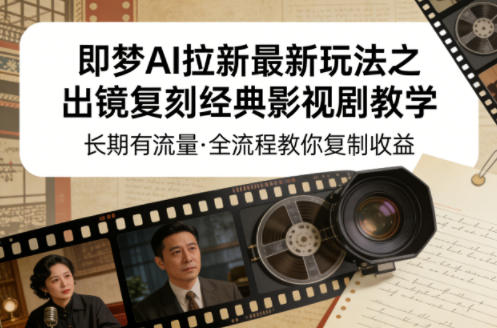 即梦AI拉新最新玩法之出镜复刻经典影视剧教学，长期有流量，全流程教你复制收益——生财有道创业项目网-生财有道