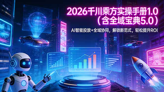 （17625期）2026 千川乘方实操手册 1.0（含全域宝典 5.0）AI 智能投放+全域协同，解锁新范式，轻松提升ROI_生财有道创业项目网-生财有道