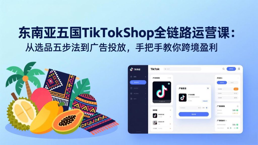 (17511期)东南亚五国TikTok Shop全链路运营课:从选品五步法到广告投放,手把手教你跨境盈利_生财有道创业项目网-生财有道