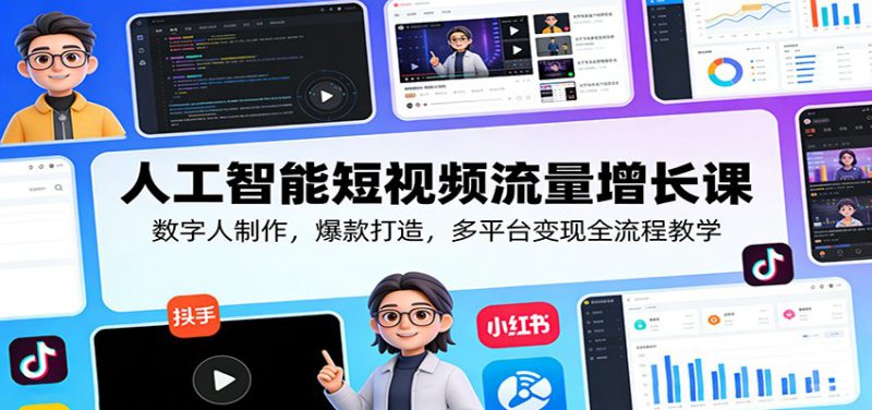 人工智能短视频流量增长课：数字人制作，爆款打造，多平台变现全流程教学_生财有道创业网-生财有道