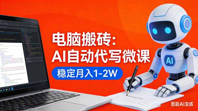 (17582期)电脑搬砖:AI自动代写微课,稳定月入1-2W,提供接单渠道,0门槛小白可做!_生财有道创业项目网-生财有道