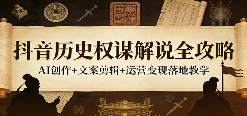 抖音历史权谋解说全攻略:AI创作+文案剪辑+运营变现落地教学_生财有道创业网-生财有道