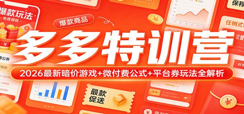 多多特训营(更新3月):2026最新暗价游戏+微付费公式+平台券玩法全解析_生财有道创业网-生财有道