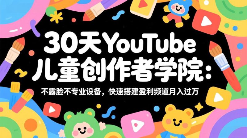 （17554期）30天YouTube儿童创作者学院：不露脸不专业设备，快速搭建盈利频道月入过万_生财有道创业项目网-生财有道